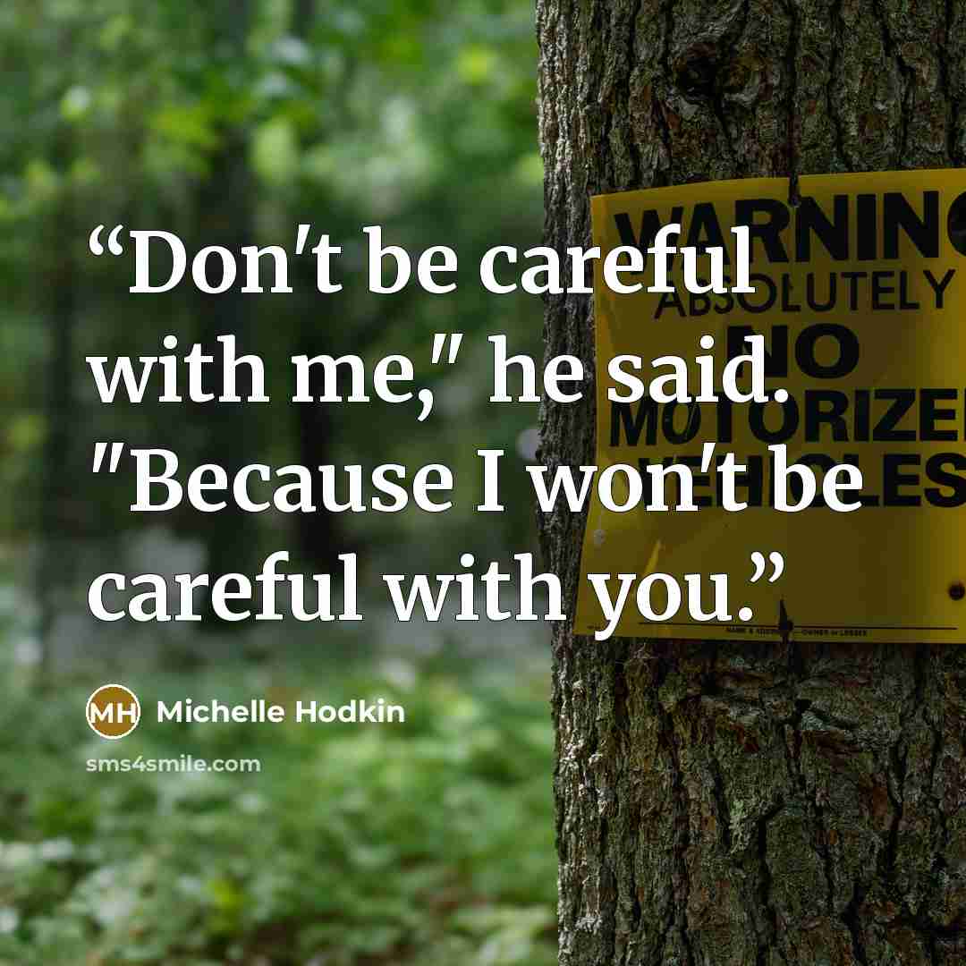 “Don't be careful with me," he said. "Because I won't be careful with you.” quote by Michelle Hodkin