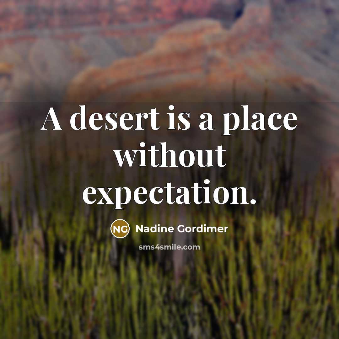 “A desert is a place without expectation.…” quote by Nadine Gordimer