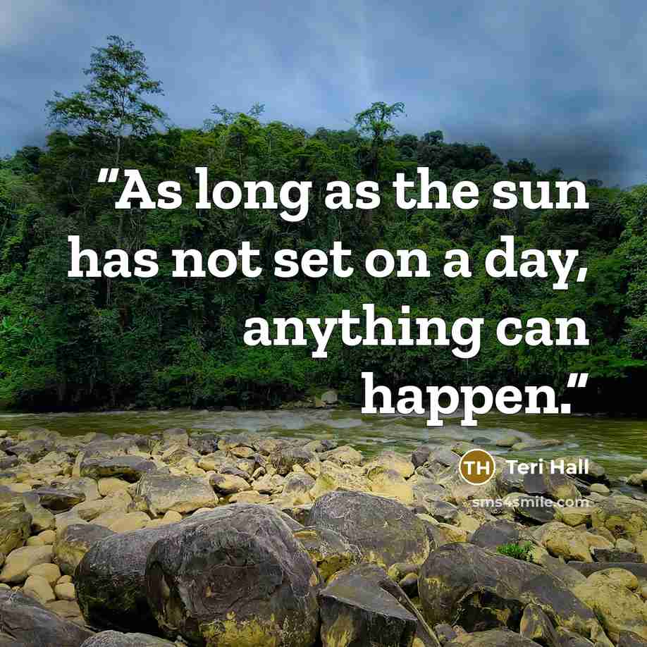 “As long as the sun has not set on a day, anything can happen.” quote by Teri Hall