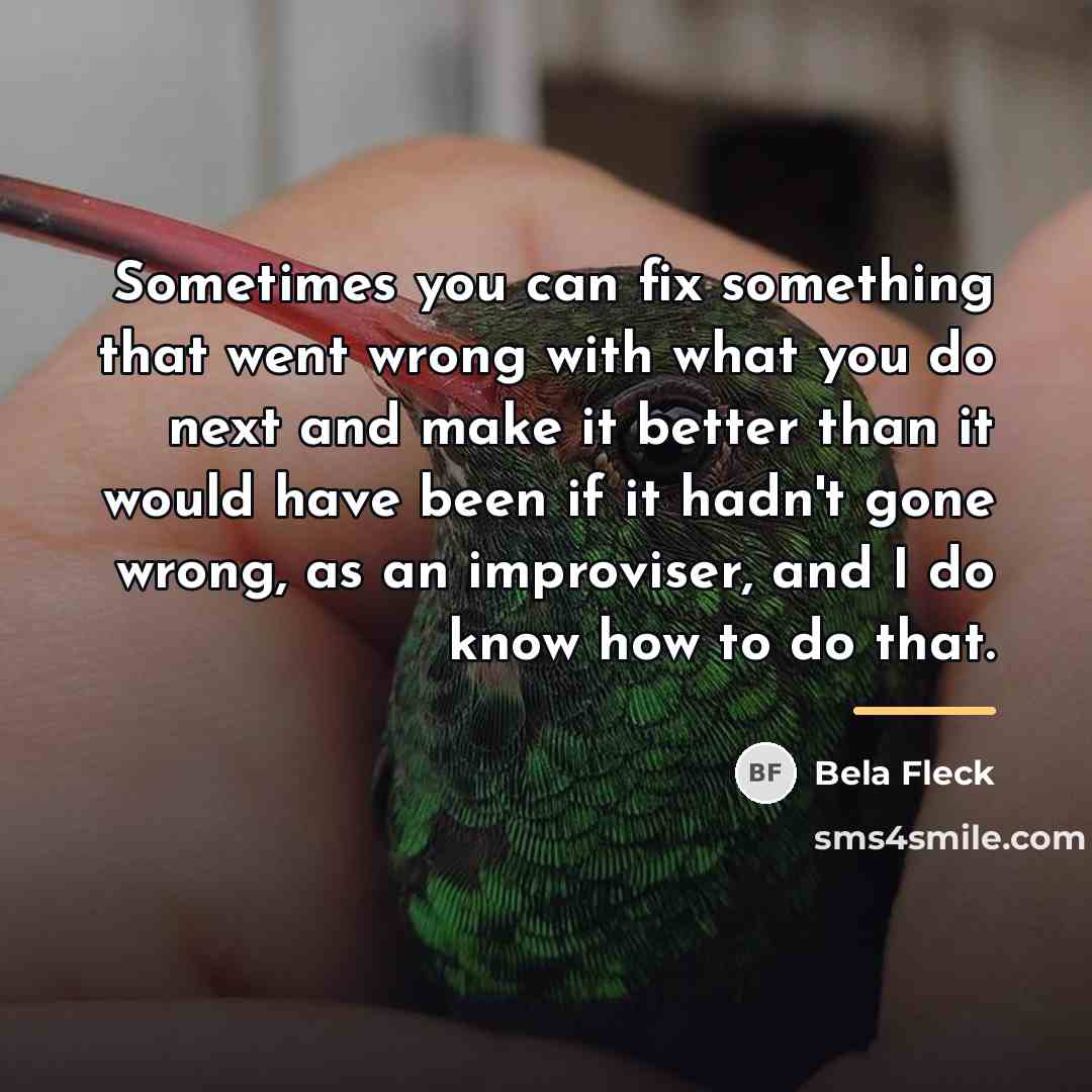 “Sometimes you can fix something that went wrong with what…” quote by Bela Fleck