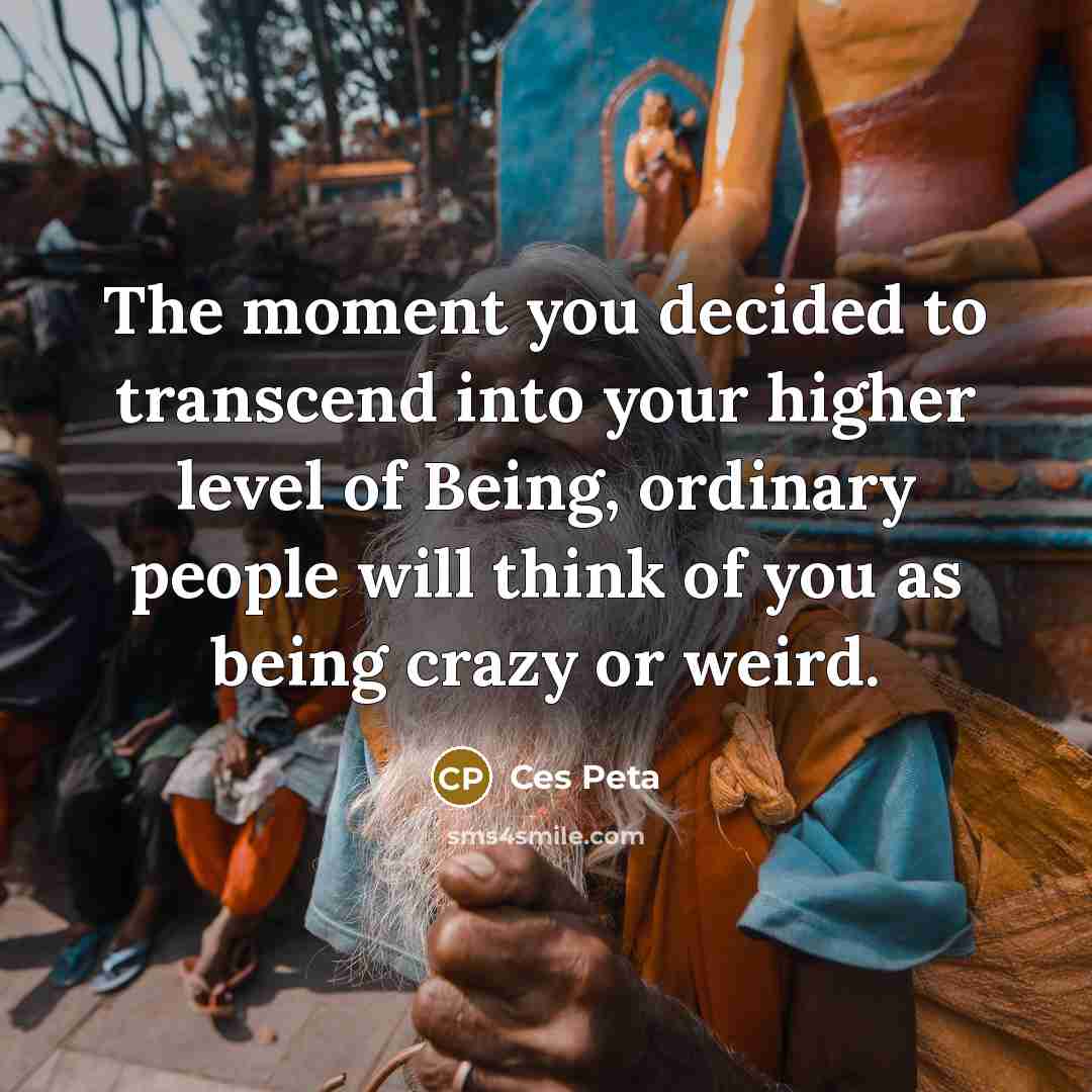 “The moment you decided to transcend into your higher level…” quote by Ces Peta
