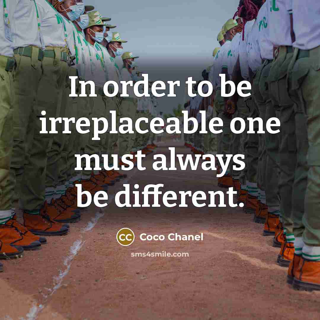 “In order to be irreplaceable one must always be different.” quote by Coco Chanel