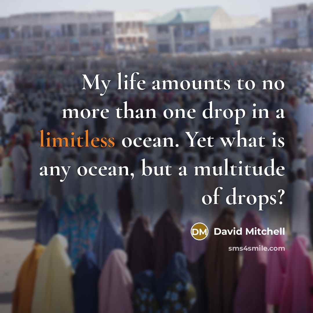 “My life amounts to no more than one drop in…” quote by David Mitchell