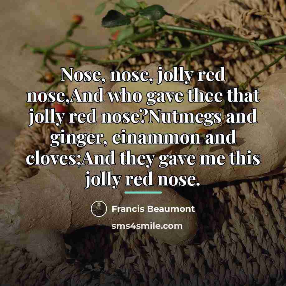 “Nose, nose, jolly red nose,And who gave thee that jolly…” quote by Francis Beaumont