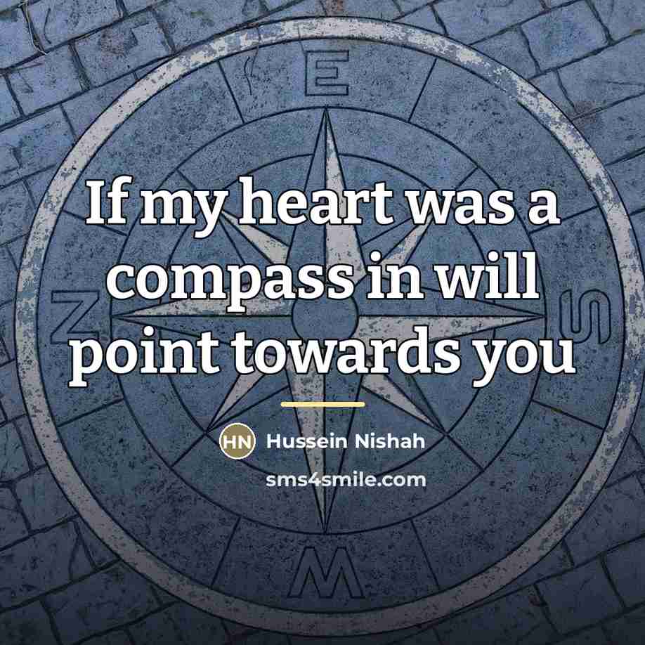 “If my heart was a compass in will point towards…” quote by Hussein Nishah