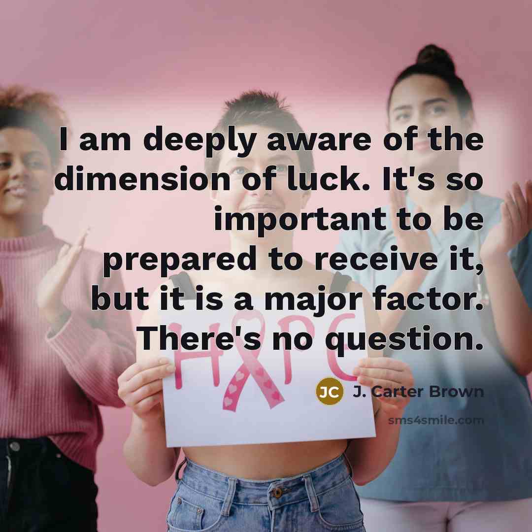 “I am deeply aware of the dimension of luck. It's…” quote by J. Carter Brown