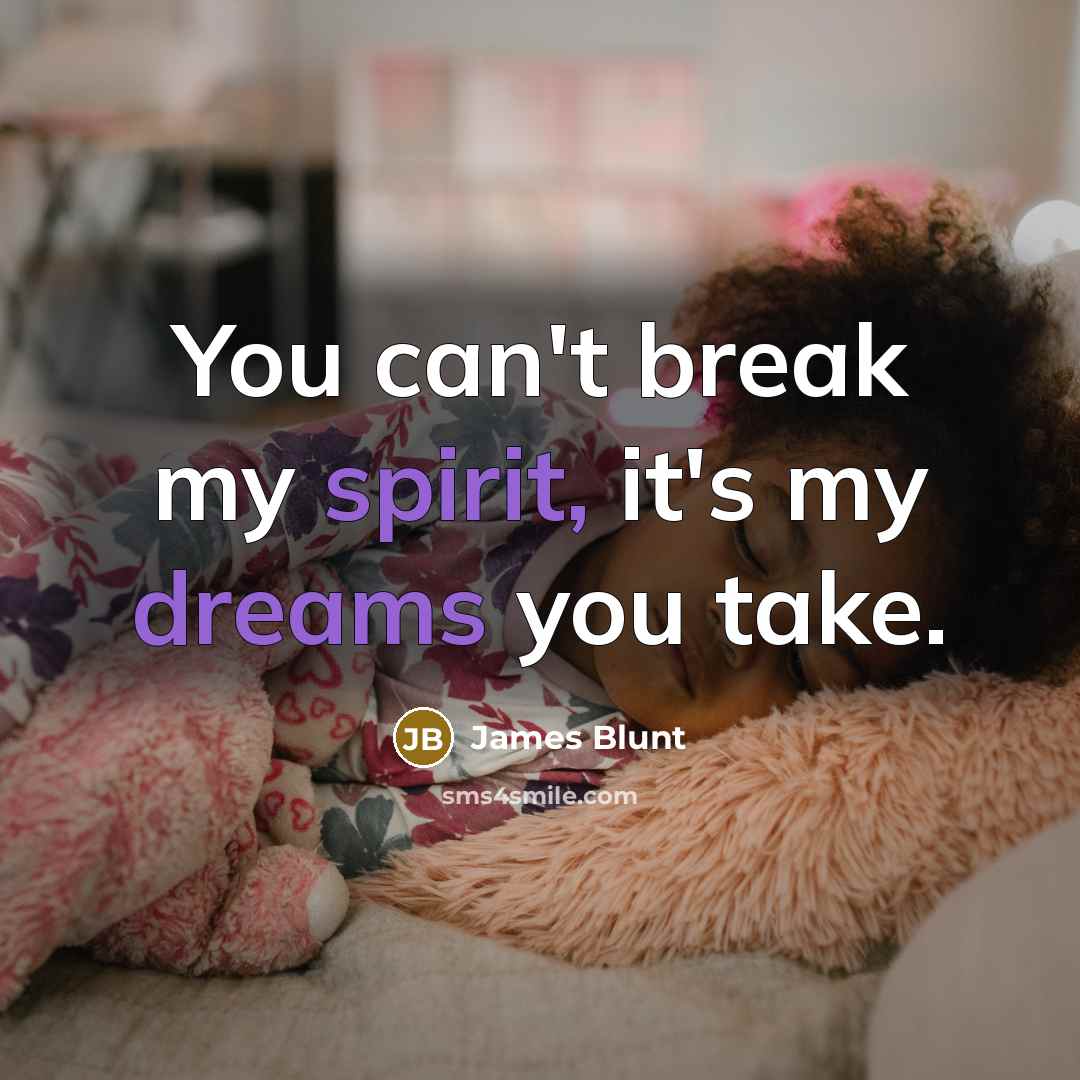“You can't break my spirit, it's my dreams you take.…” quote by James Blunt