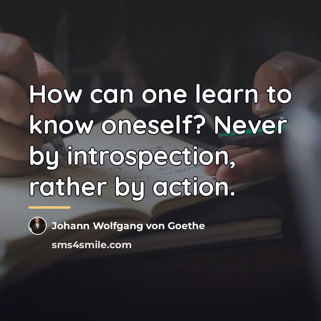 “How can one learn to know oneself? Never by introspection,…” quote by Johann Wolfgang von Goethe