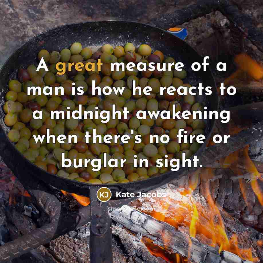 “A great measure of a man is how he reacts…” quote by Kate Jacobs