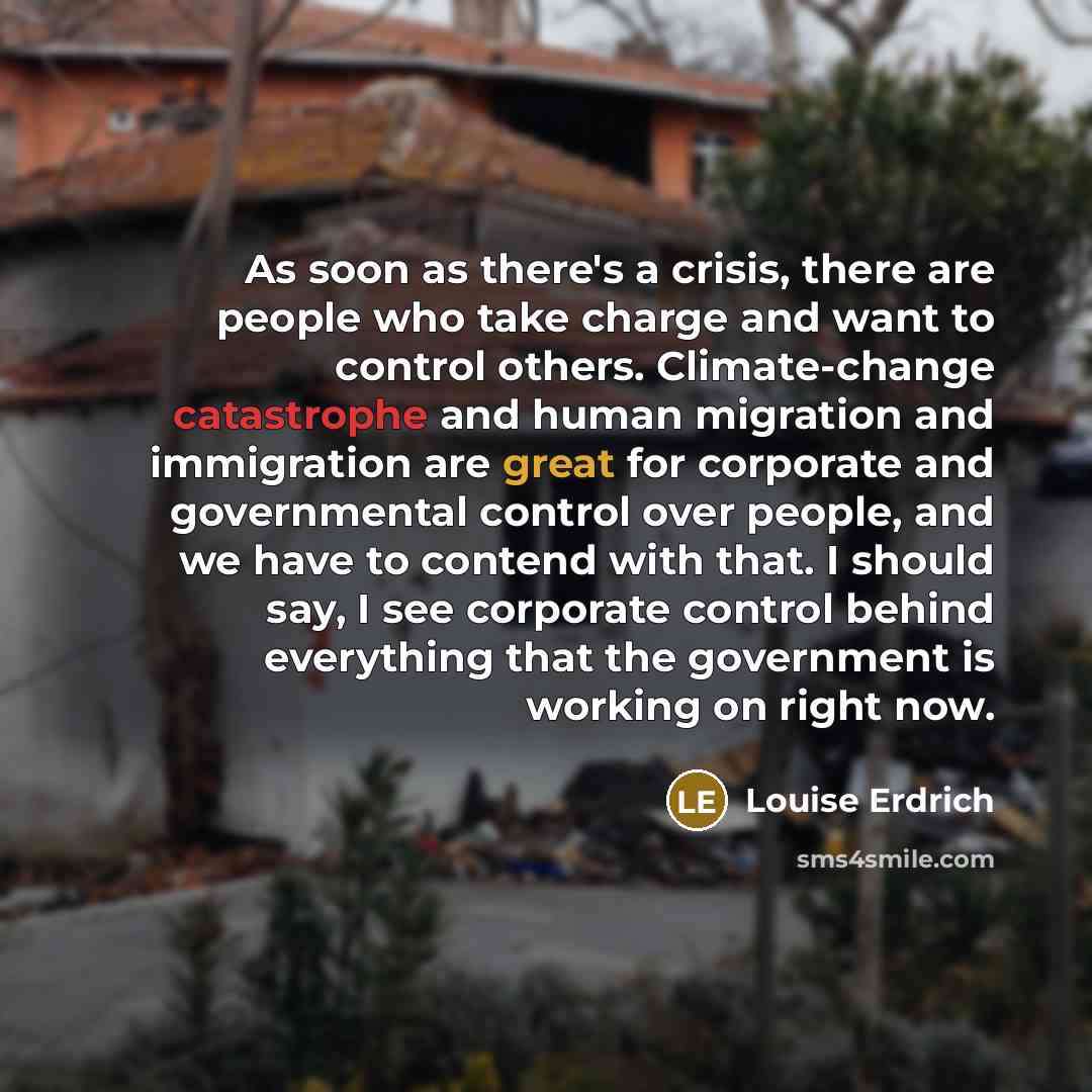 “As soon as there's a crisis, there are people who…” quote by Louise Erdrich
