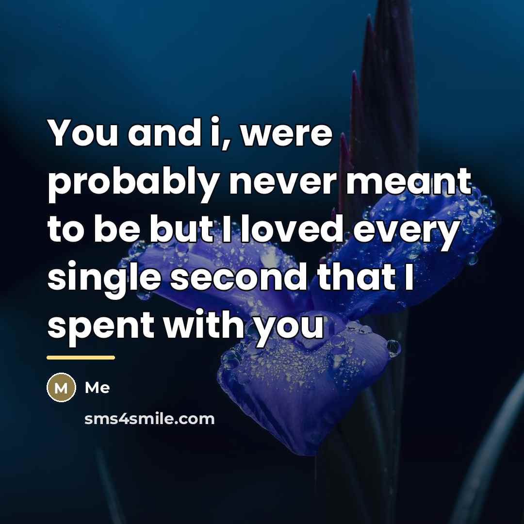 “You and i, were probably never meant to be but…” quote by Me