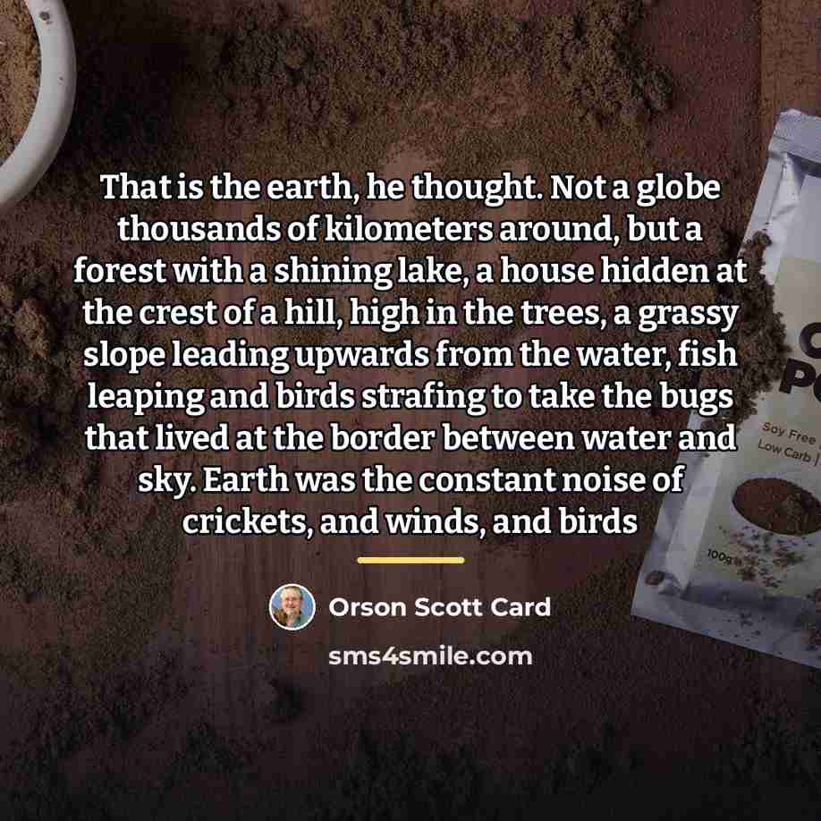 “That is the earth, he thought. Not a globe thousands…” quote by Orson Scott Card