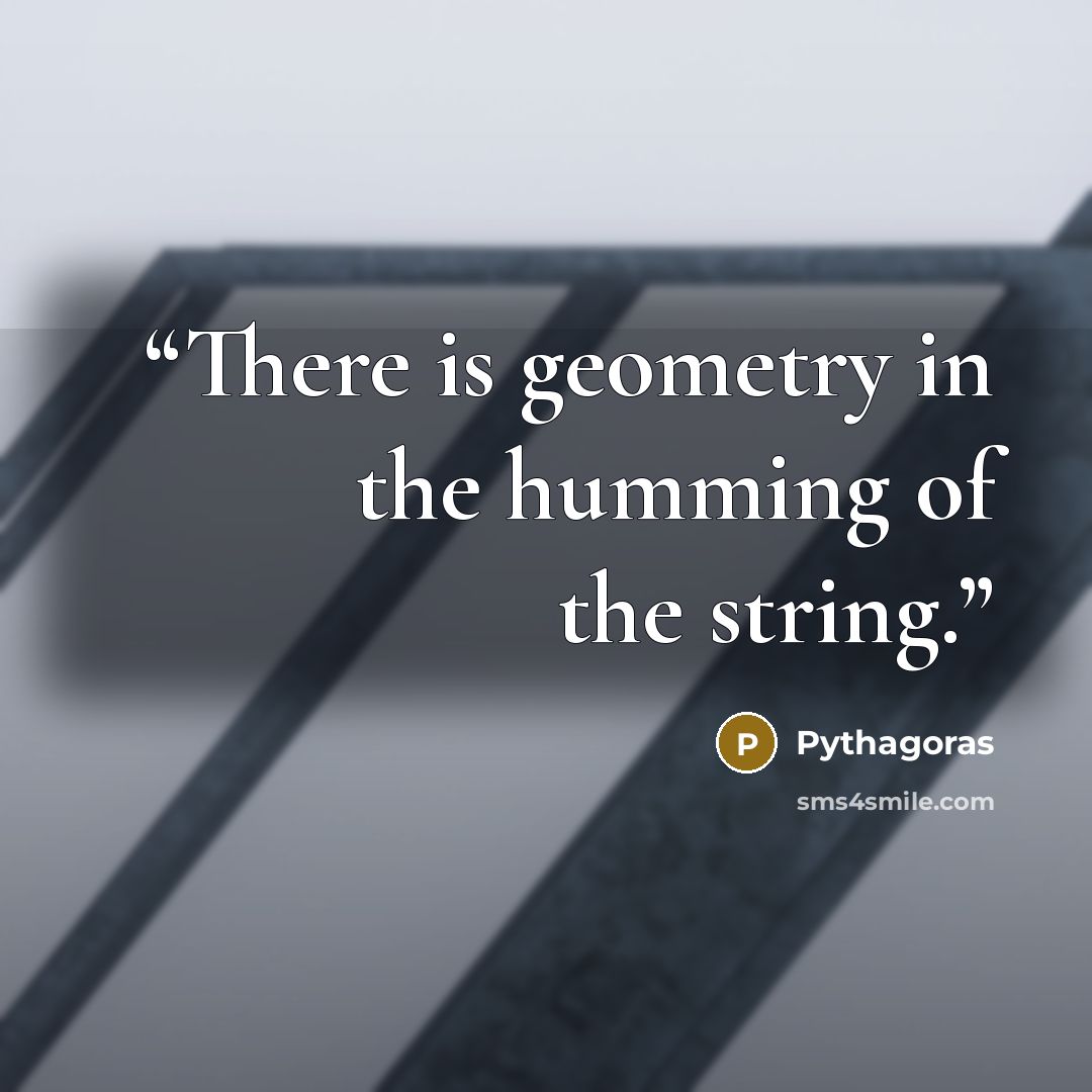 “There is geometry in the humming of the string.” quote by Pythagoras