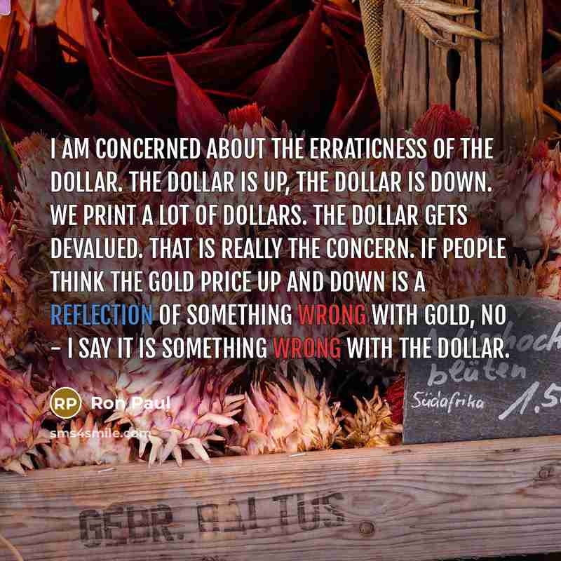 “I am concerned about the erraticness of the dollar. The…” quote by Ron Paul