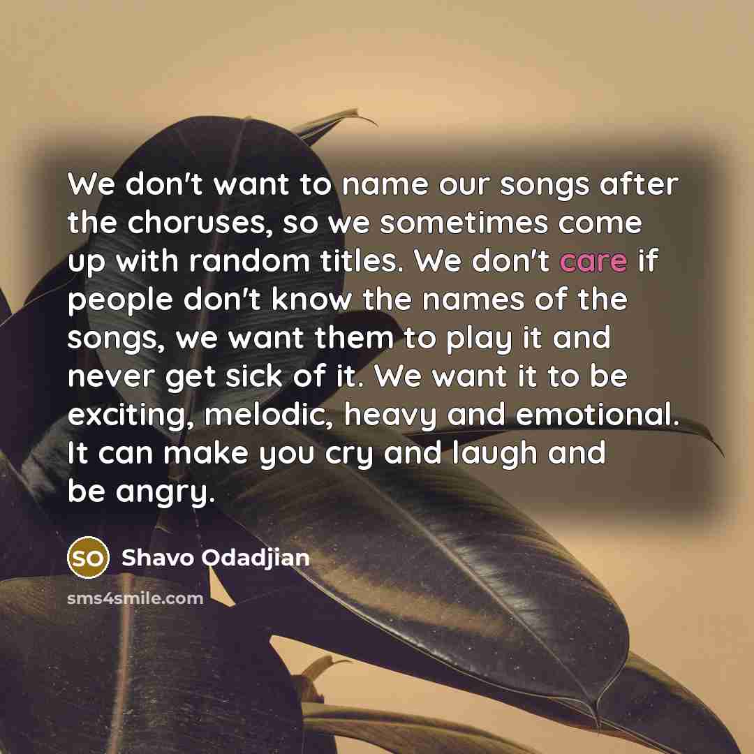 “We don't want to name our songs after the choruses,…” quote by Shavo Odadjian