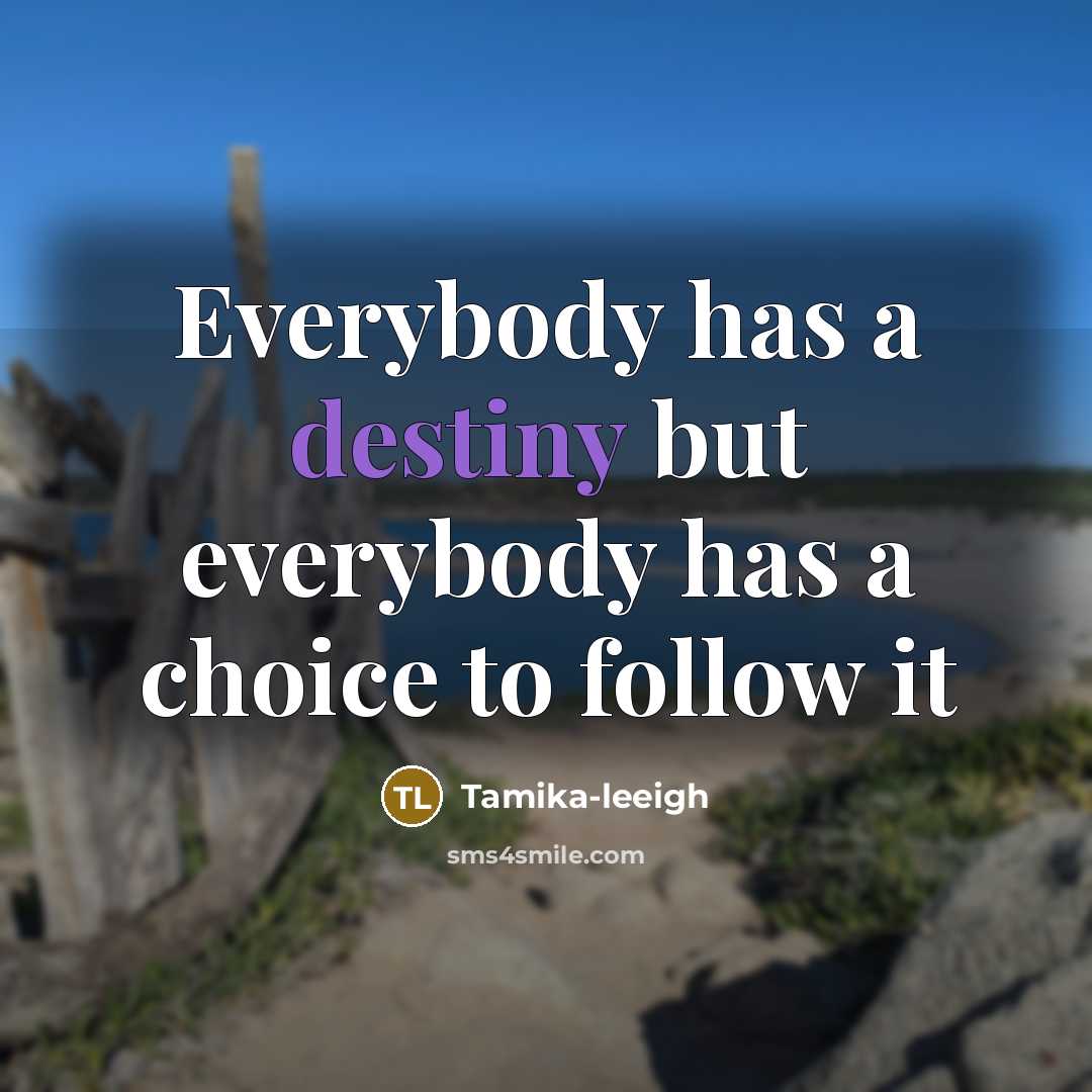 “Everybody has a destiny but everybody has a choice to…” quote by Tamika-leeigh