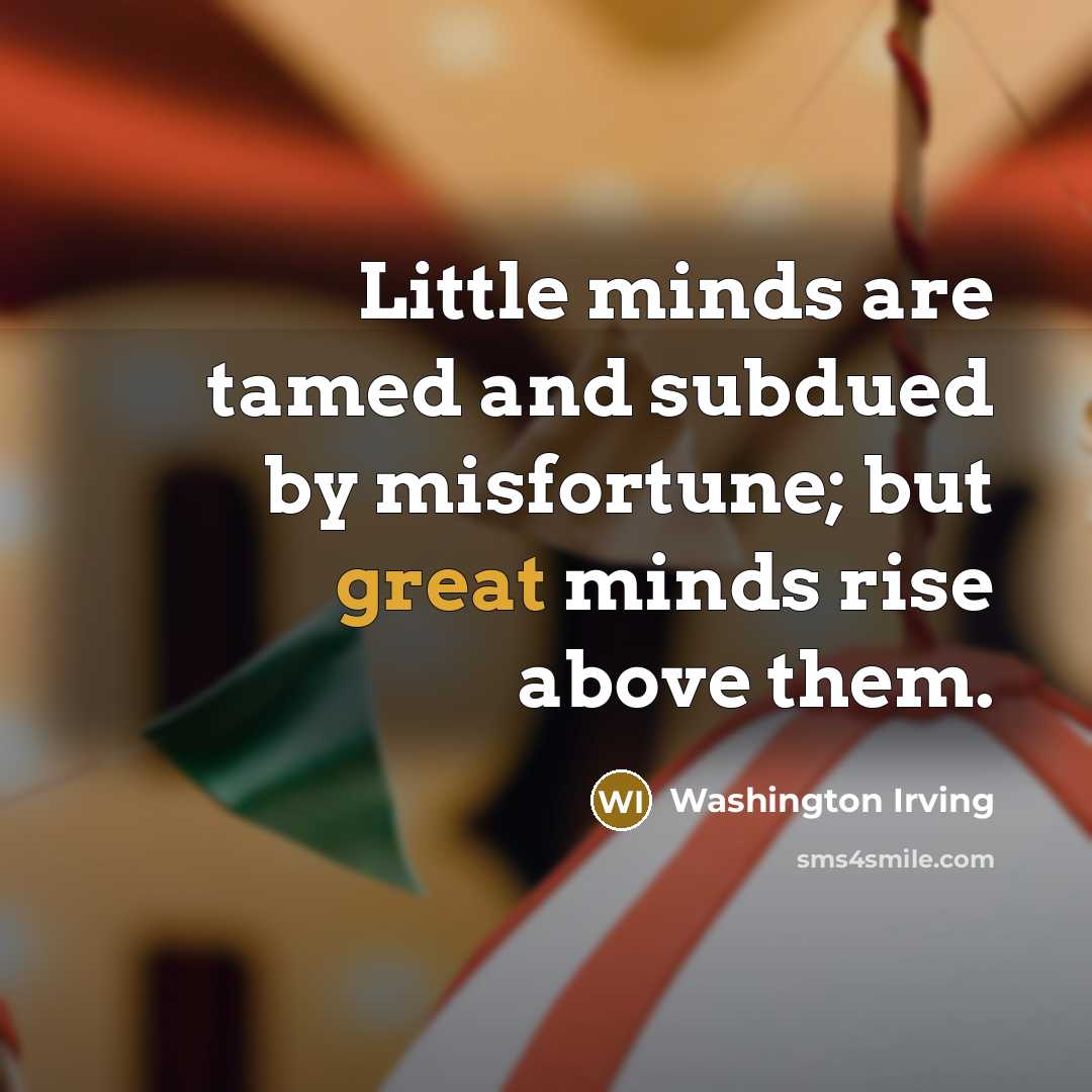 “Little minds are tamed and subdued by misfortune; but great…” quote by Washington Irving