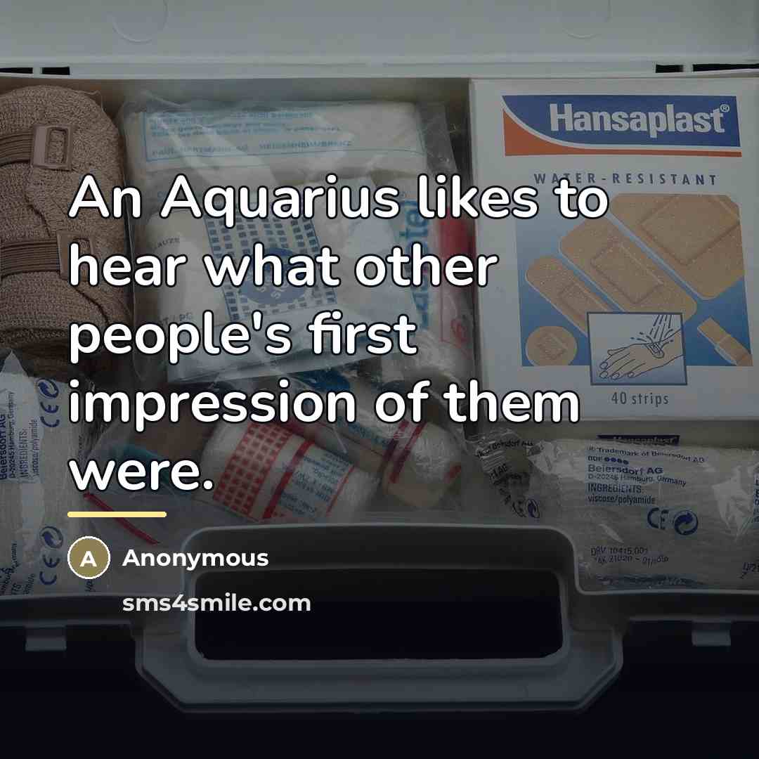 “An Aquarius likes to hear what other people's first impression…” quote by Anonymous