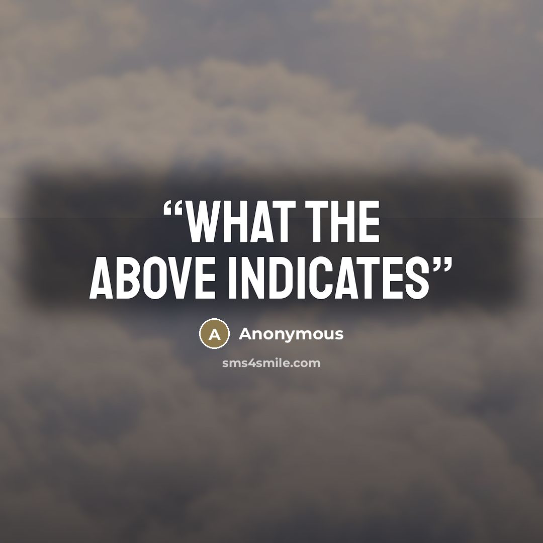 “What the above indicates” quote by Anonymous