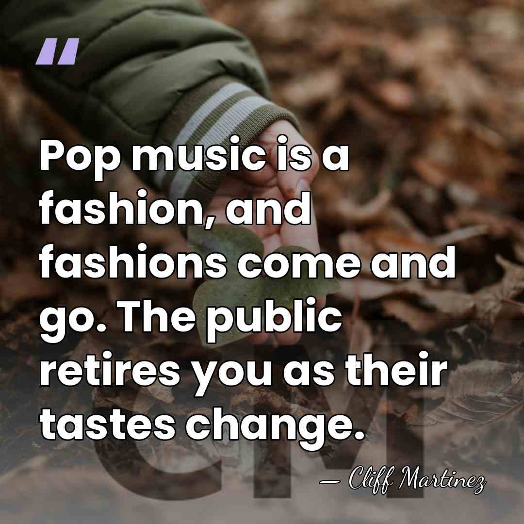 Pop music is a fashion, and fashions come and go. The public&hellip; - Cliff Martinez