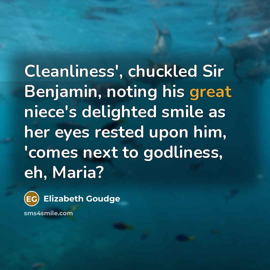 “Cleanliness', chuckled Sir Benjamin, noting his great niece's delighted smile…” quote by Elizabeth Goudge