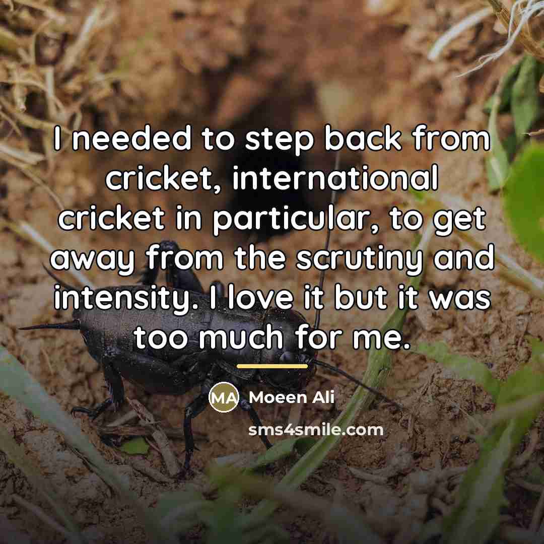 “I needed to step back from cricket, international cricket in…” quote by Moeen Ali