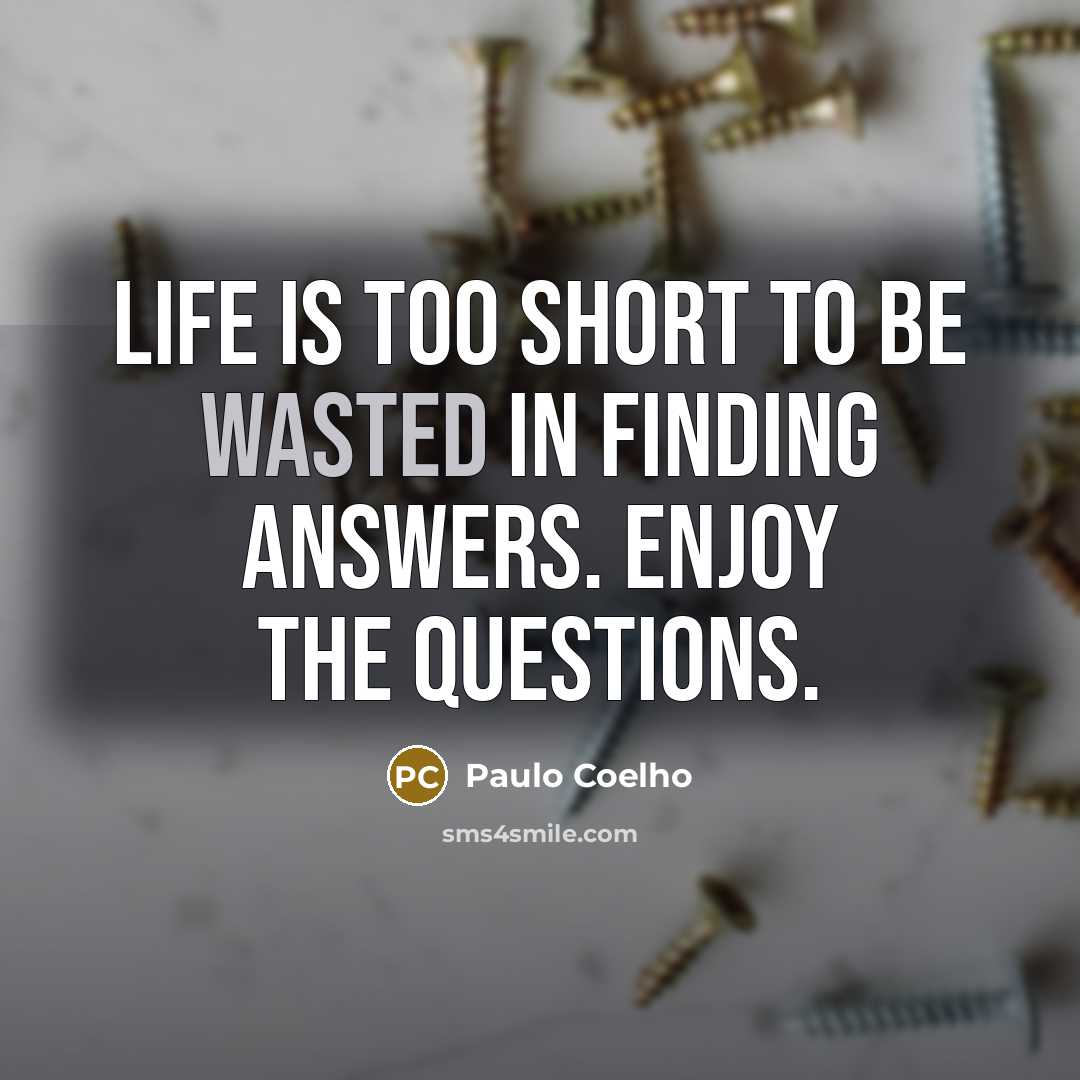 “Life is too short to be wasted in finding answers.…” quote by Paulo Coelho