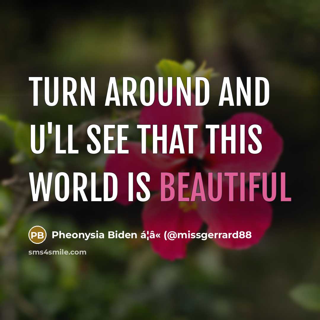 “Turn around and u'll see that this world is beautiful…” quote by Pheonysia Biden á¦â« (@missgerrard88