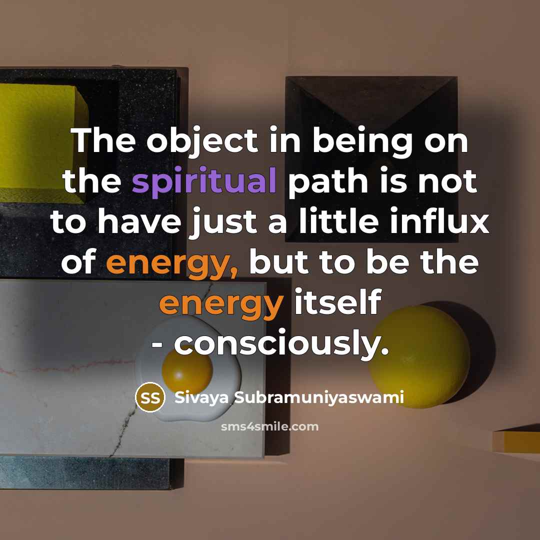 “The object in being on the spiritual path is not…” quote by Sivaya Subramuniyaswami