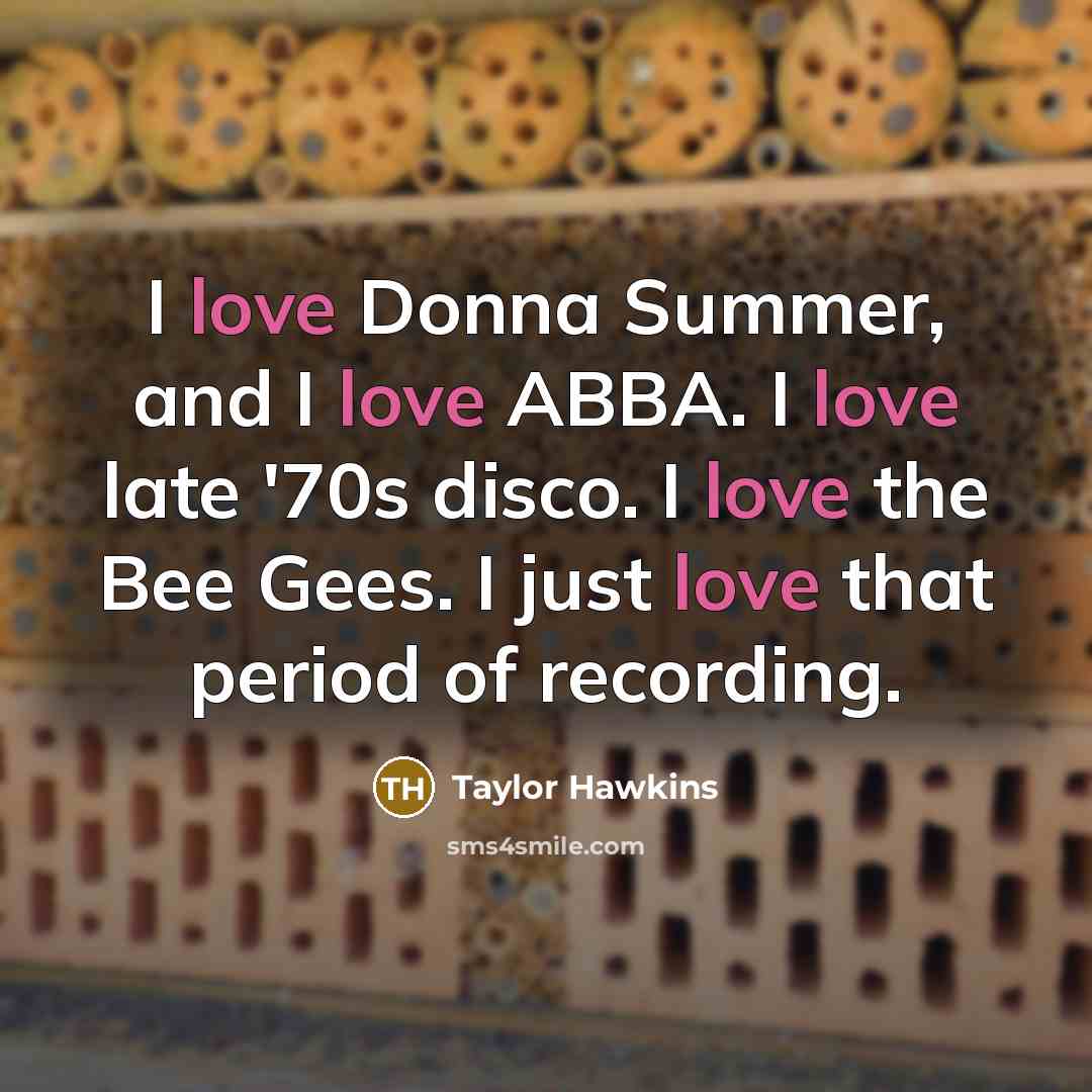 “I love Donna Summer, and I love ABBA. I love…” quote by Taylor Hawkins