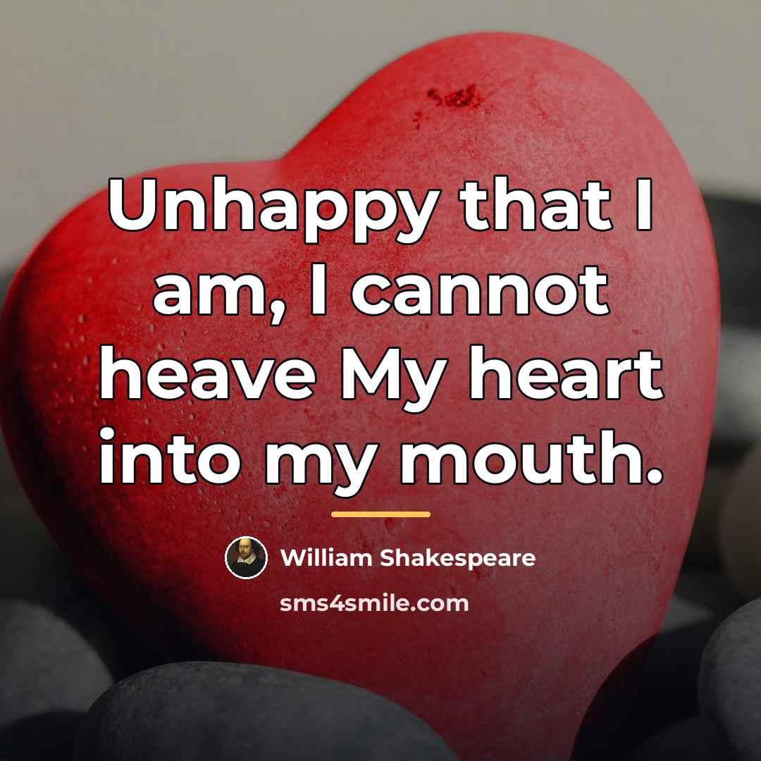 “Unhappy that I am, I cannot heave My heart into…” quote by William Shakespeare
