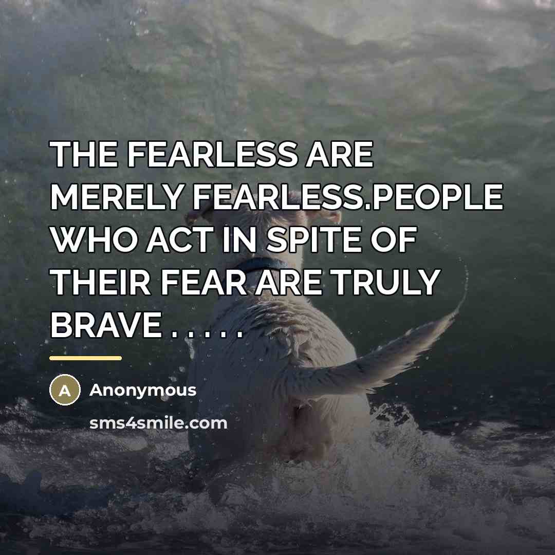 “THE FEARLESS ARE MERELY FEARLESS.PEOPLE WHO ACT IN SPITE OF…” quote by Anonymous