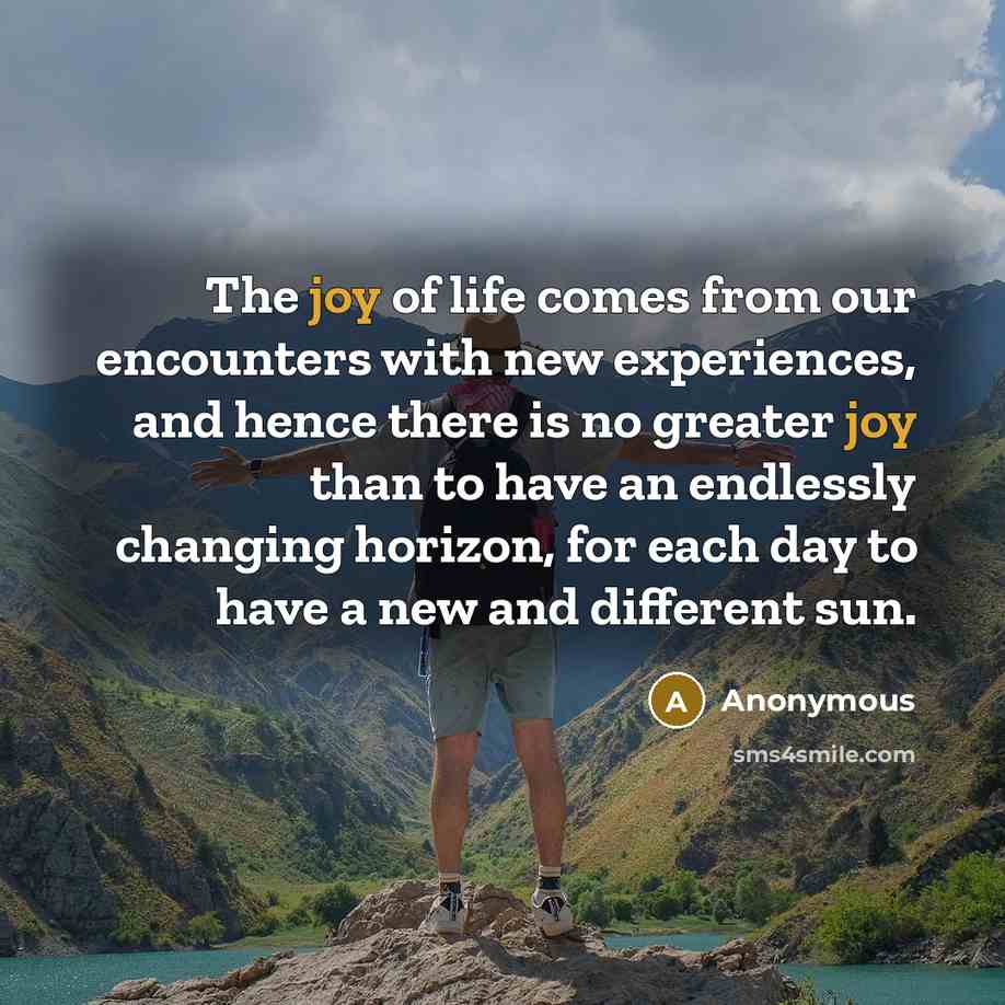 “The joy of life comes from our encounters with new…” quote by Anonymous