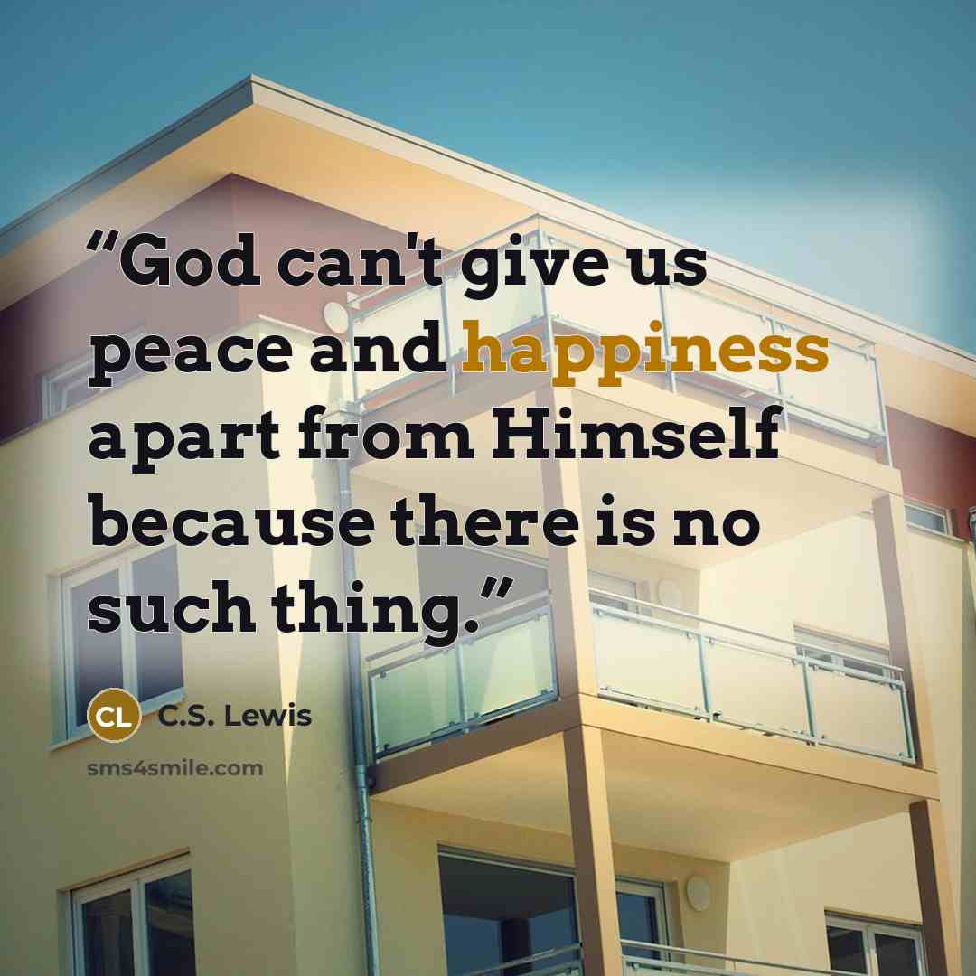 “God can't give us peace and happiness apart from Himself because there is no such thing.” quote by C.S. Lewis