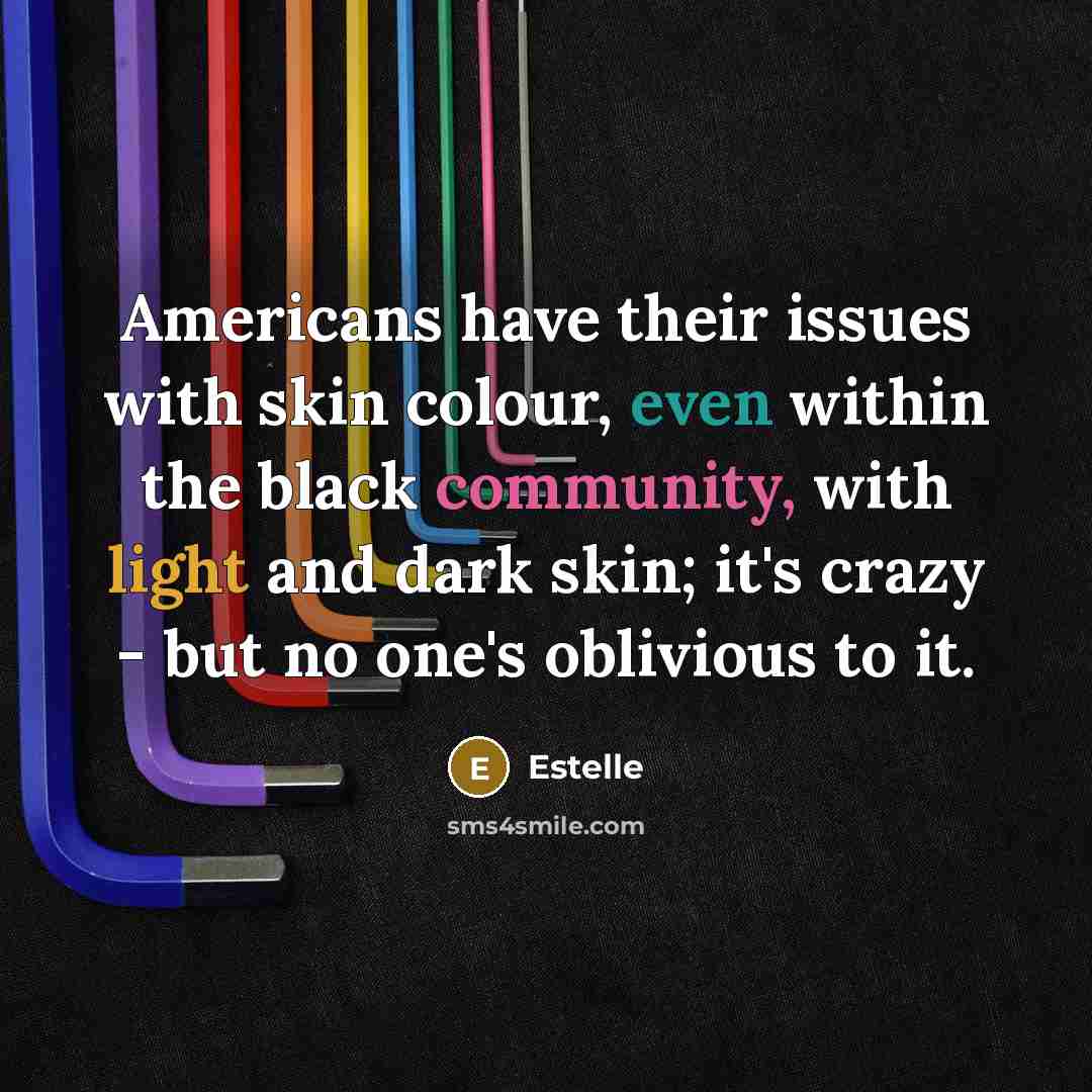 “Americans have their issues with skin colour, even within the…” quote by Estelle