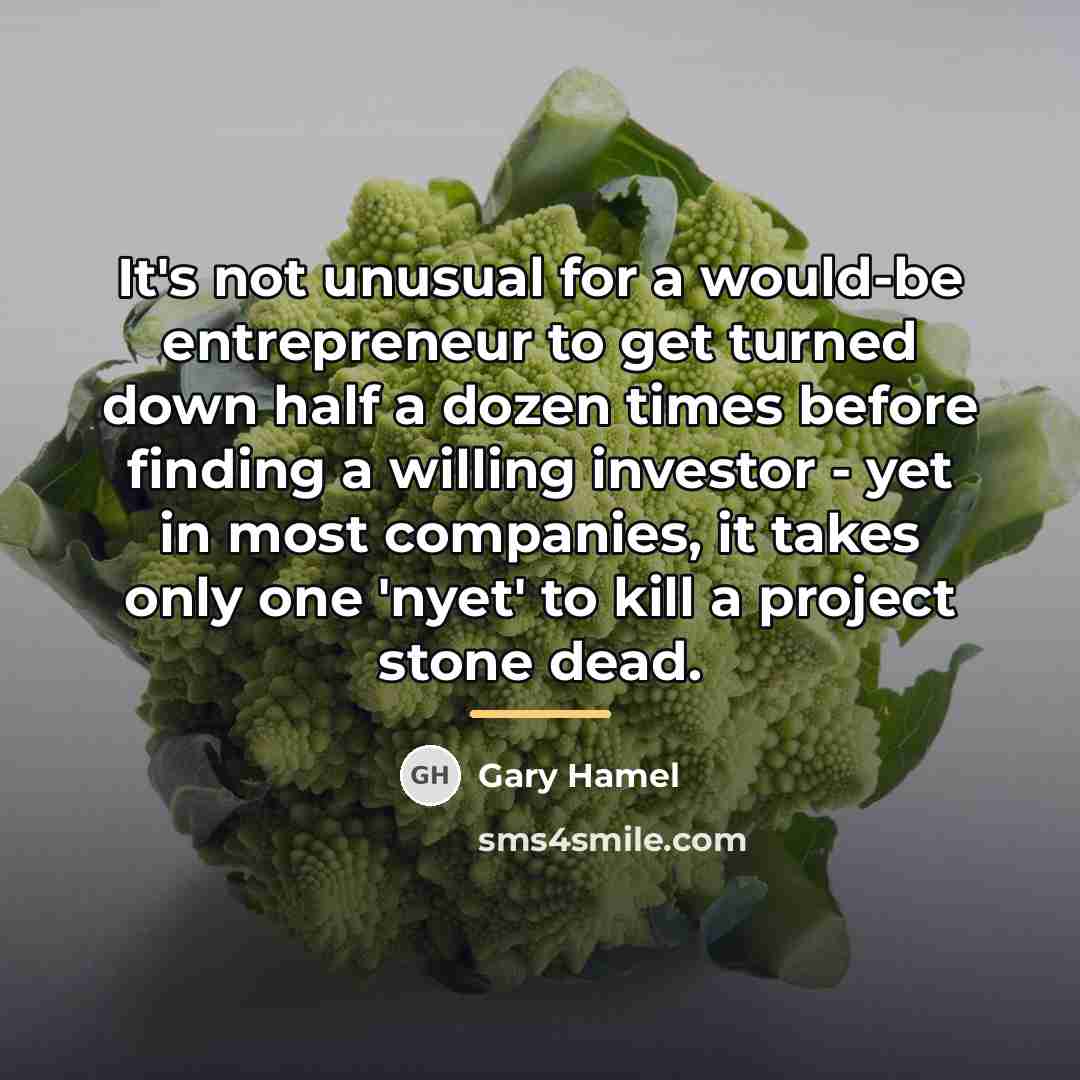 “It's not unusual for a would-be entrepreneur to get turned…” quote by Gary Hamel