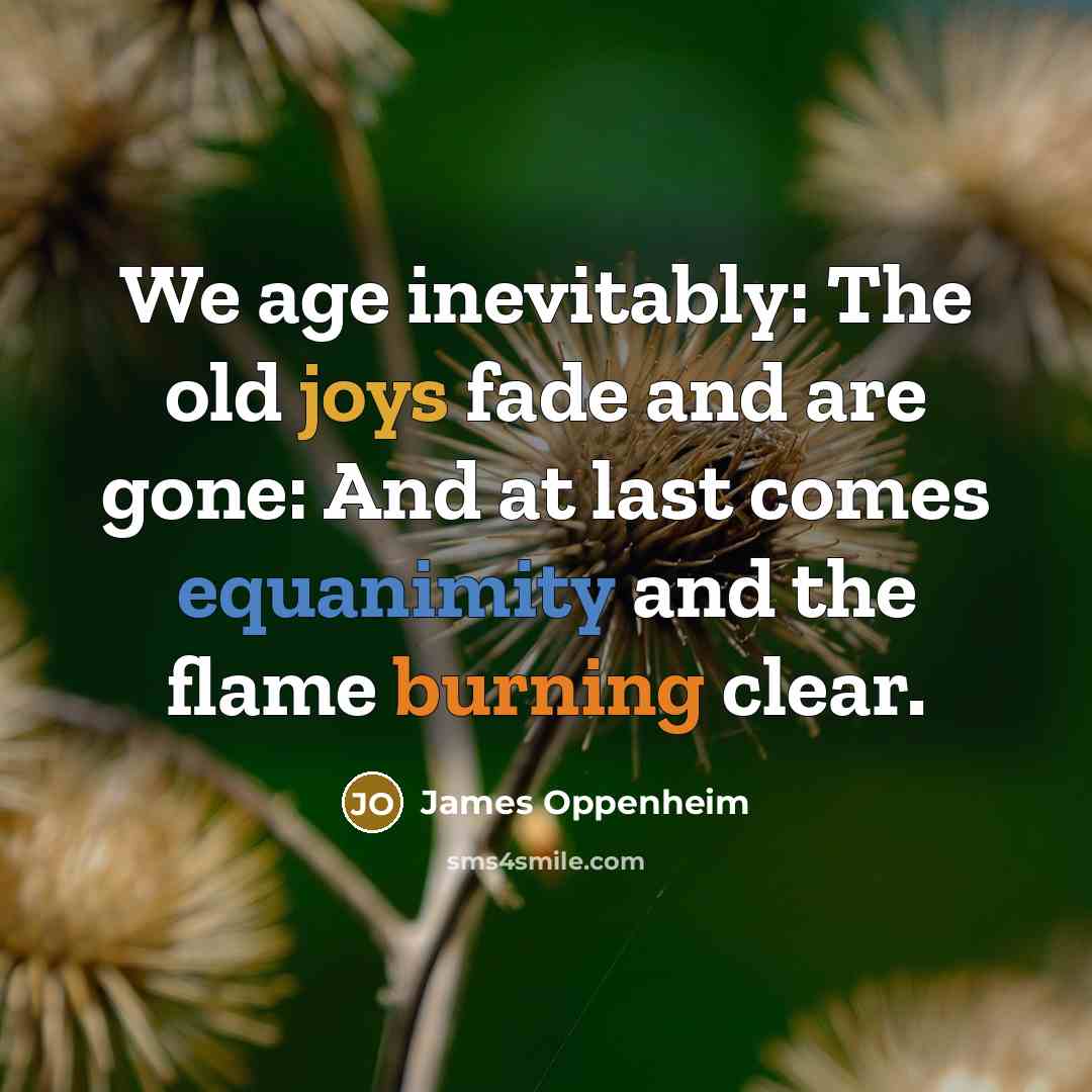 “We age inevitably: The old joys fade and are gone:…” quote by James Oppenheim