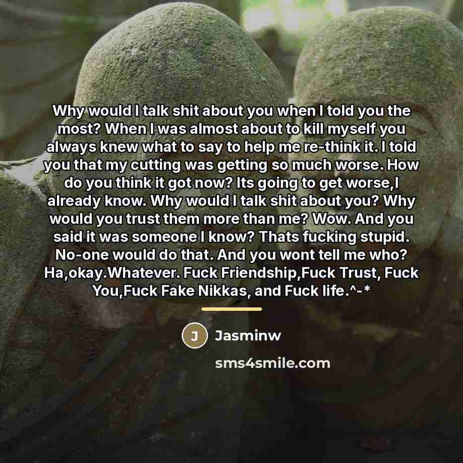 “Why would I talk shit about you when I told…” quote by Jasminw