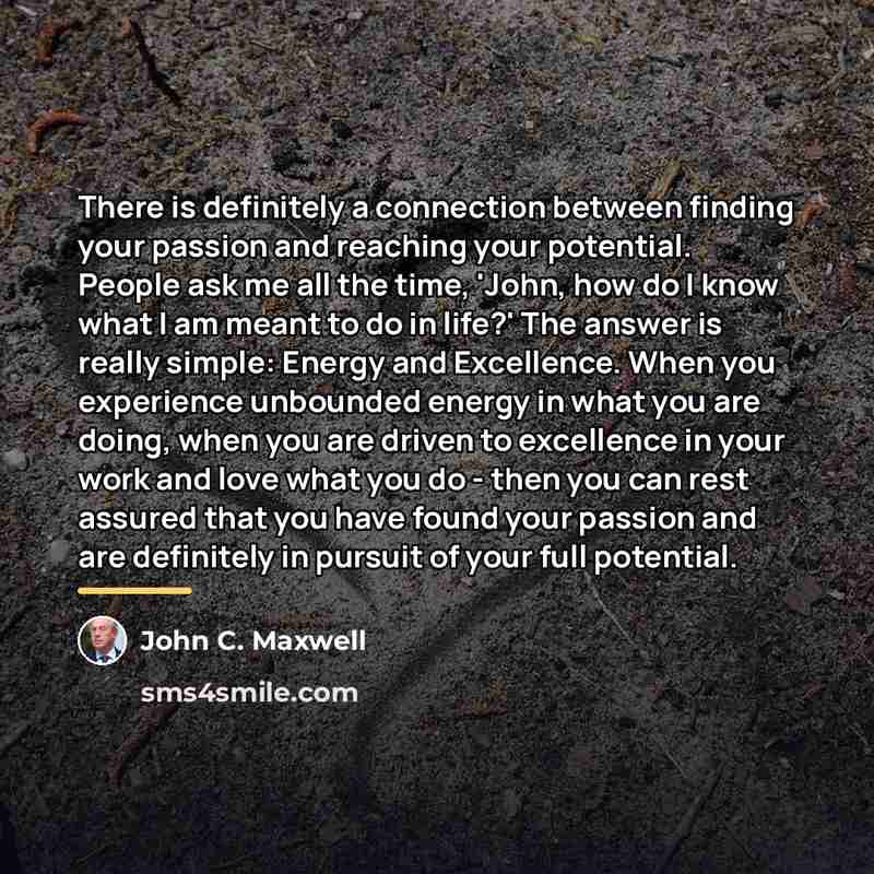 “There is definitely a connection between finding your passion and…” quote by John C. Maxwell