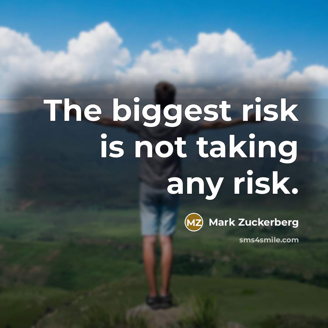 “The biggest risk is not taking any risk.…” quote by Mark Zuckerberg