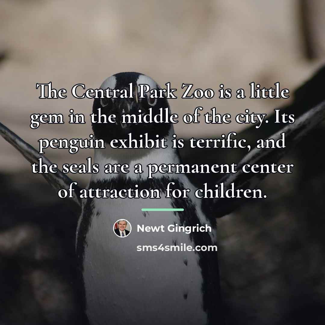 “The Central Park Zoo is a little gem in the…” quote by Newt Gingrich