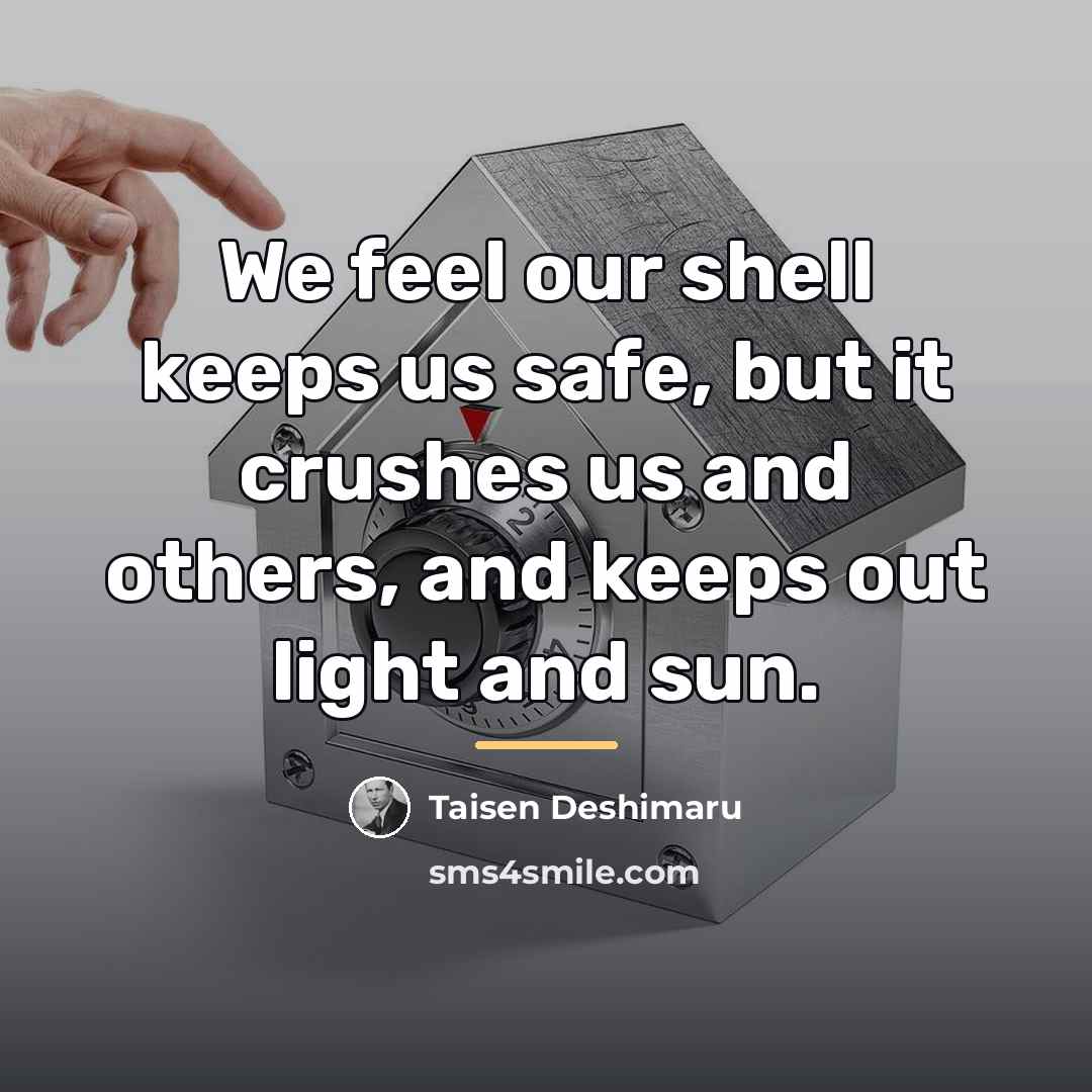 “We feel our shell keeps us safe, but it crushes…” quote by Taisen Deshimaru