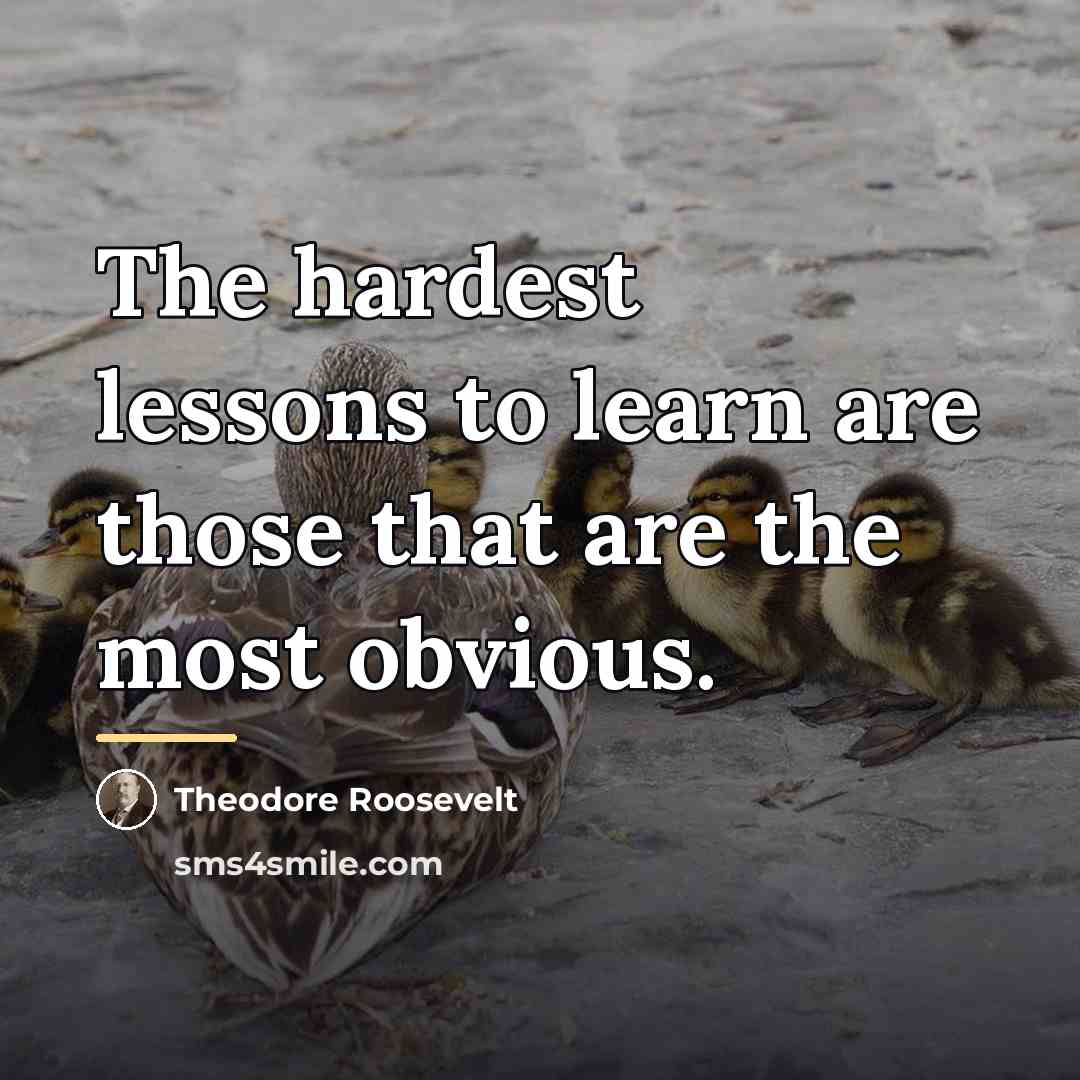 “The hardest lessons to learn are those that are the…” quote by Theodore Roosevelt