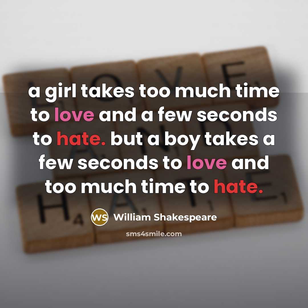 “a girl takes too much time to love and a…” quote by William Shakespeare