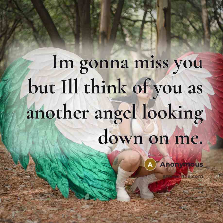 “Im gonna miss you but Ill think of you as another angel looking down on me.” quote by Anonymous