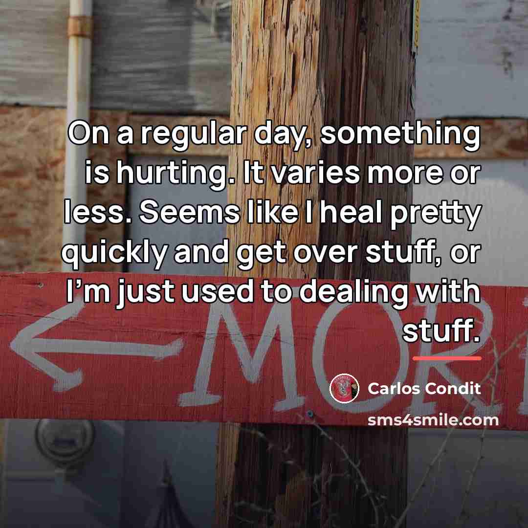 “On a regular day, something is hurting. It varies more…” quote by Carlos Condit