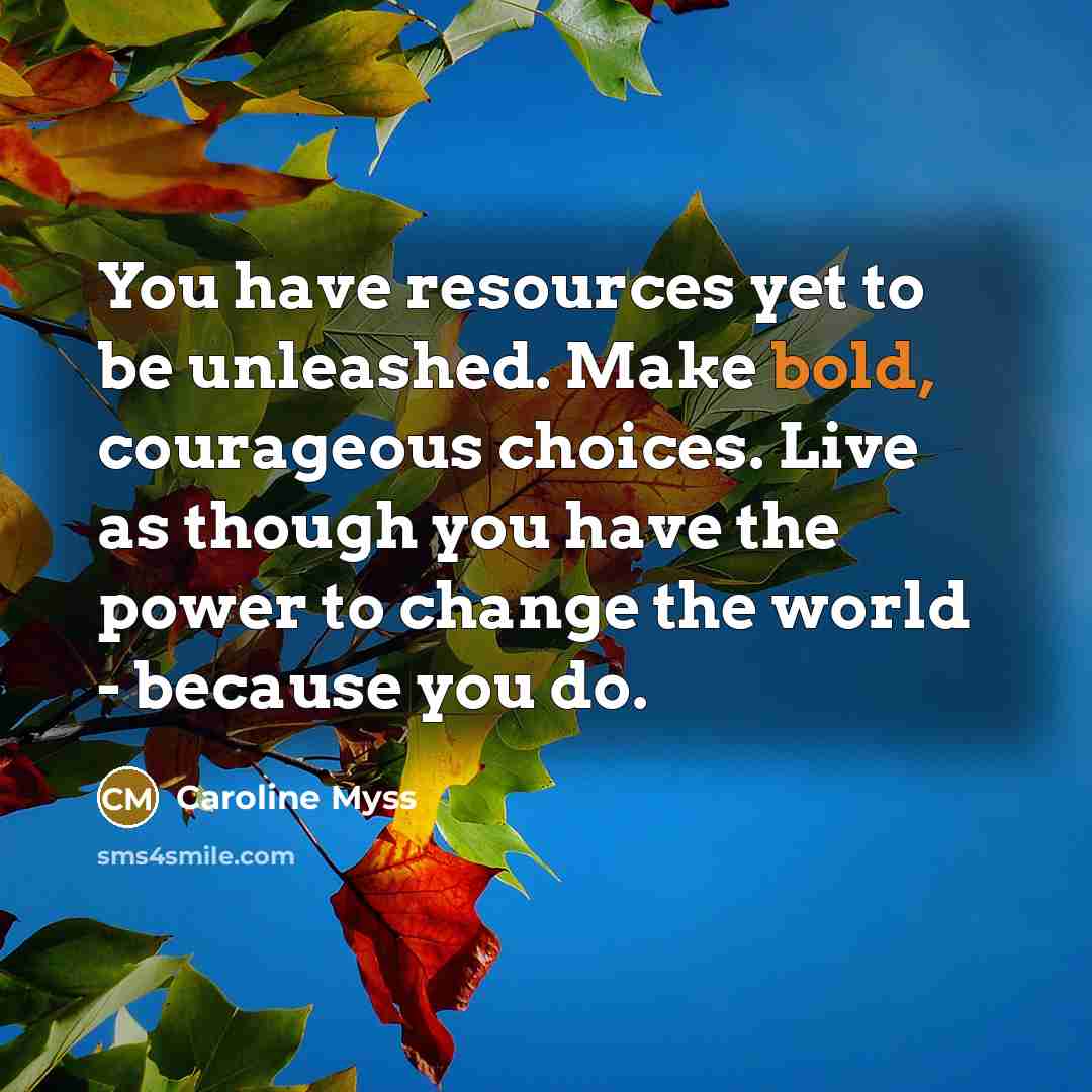 “You have resources yet to be unleashed. Make bold, courageous…” quote by Caroline Myss