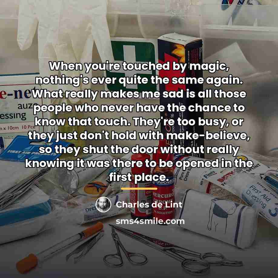 “When you're touched by magic, nothing's ever quite the same…” quote by Charles de Lint