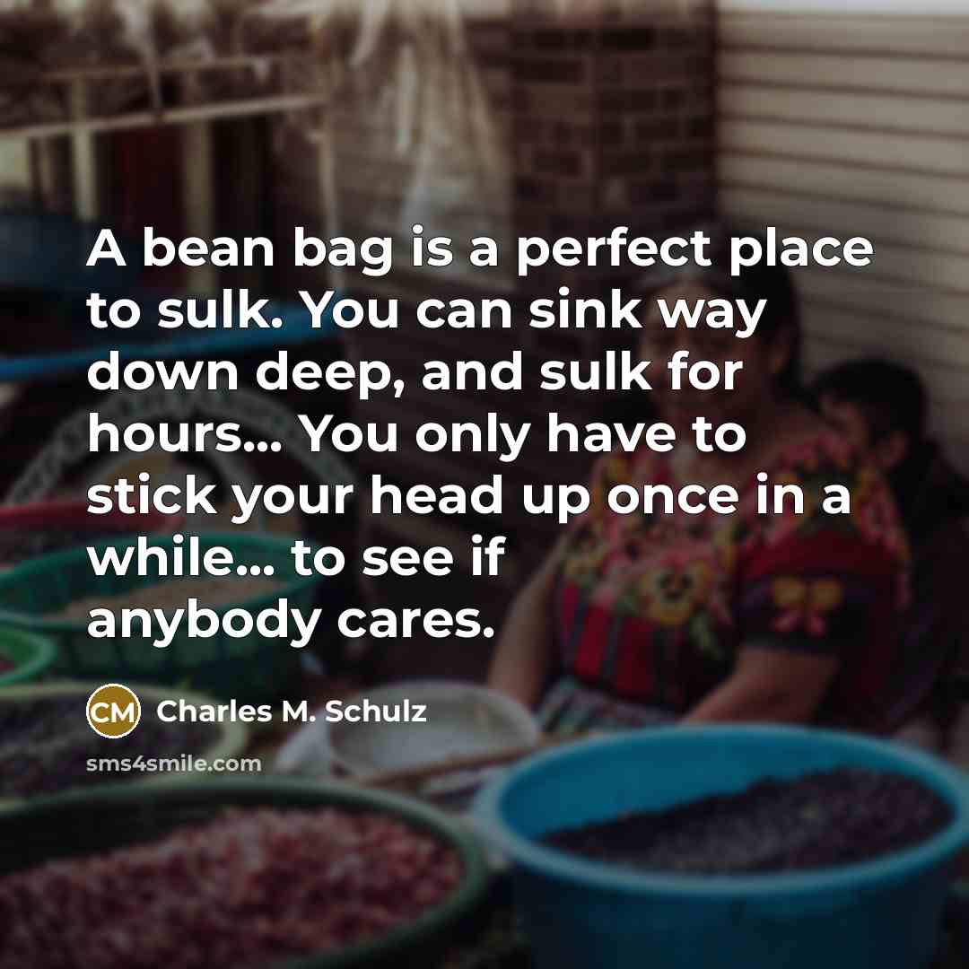 “A bean bag is a perfect place to sulk. You…” quote by Charles M. Schulz