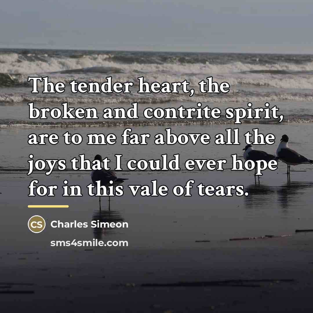 “The tender heart, the broken and contrite spirit, are to…” quote by Charles Simeon